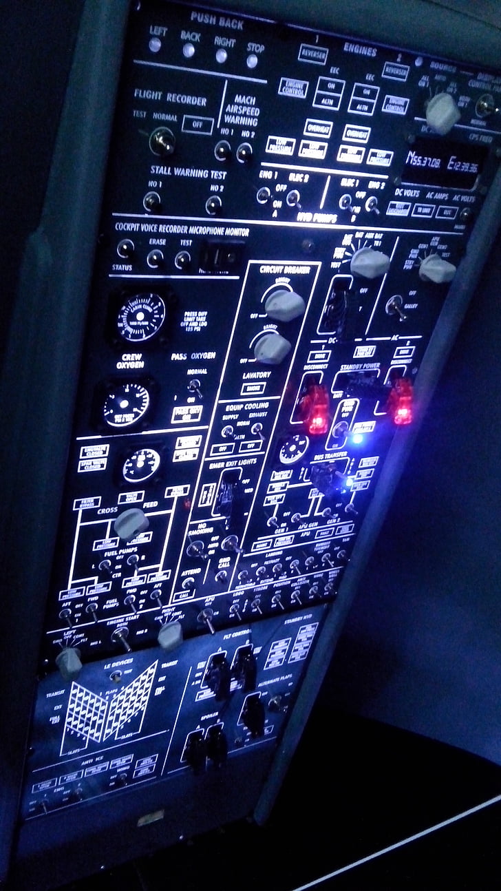 control panel, flight instruments, cockpit, technology, blue, arts culture and entertainment, no people