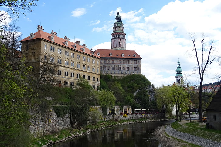 Český krumlov, řeka, historické jádro, hrad, krajina, Krumlov, voda