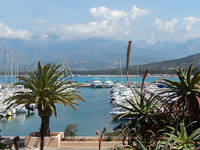Korsika, Medelhavet, bokade, hamn, landskap, Yachts, båtar