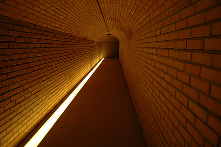 tunnel, weg, licht, donker, doel, bende, baksteen