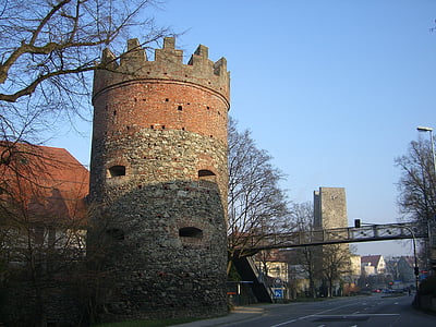 Ravensburg, centrs, viduslaikos, pilsētas sienas, vēsturiski, ēka, aizsardzības tornis