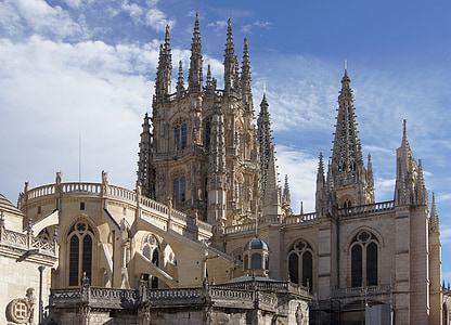 Burgos, Spania, himmelen, skyer, bygge, struktur, katedralen
