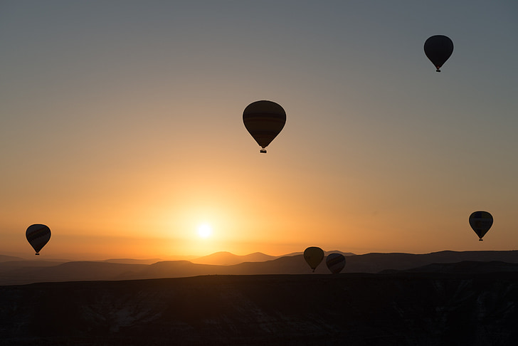 Hot-air ballooning, ballong, Cappadocia, Dawn, kapadokia, ballong, aerostatic globe