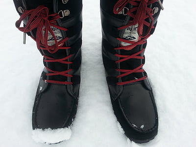 sneeuw, laarzen, voeten, benen, koude, seizoen, schoeisel