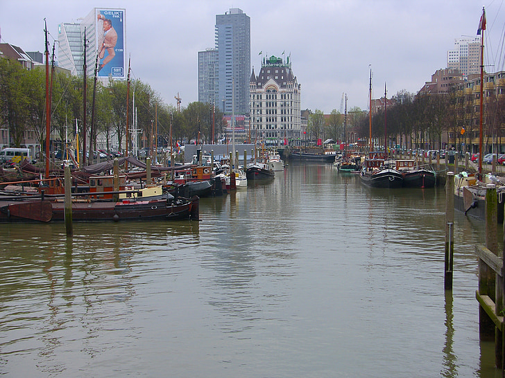 Rotterdam, Nizozemsko, město, mrakodrapy, budovy, městský, Panorama