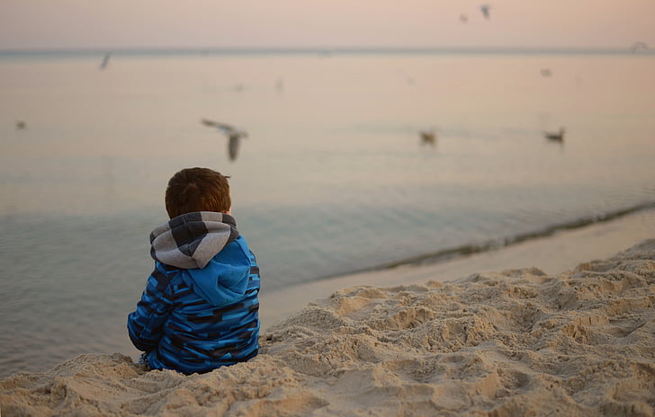 trẻ em, chim, tôi à?, cô đơn, nỗi buồn, Reverie, Bãi biển