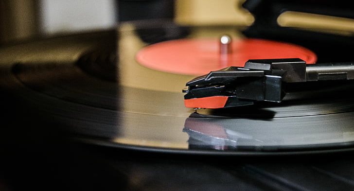 Vinyl, lemezjátszó, zene, fekete, tű, játék, hang
