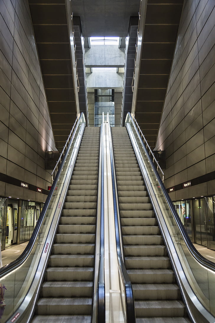 escalator, subway, stairs, steps
