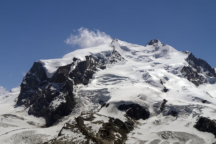 Monterosa, Dufour peak, Northrend, Gornergrat, synspunkt, Valais, Schweiz