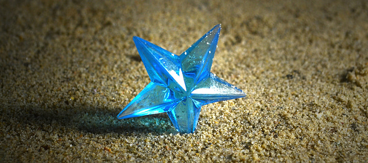 star, ground, sand, blue star, blue, toy, symbol