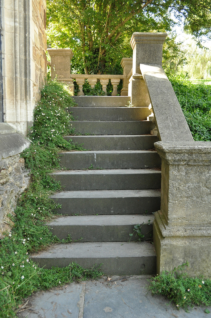 oude, steen, stappen, trap, trap, buiten, het platform