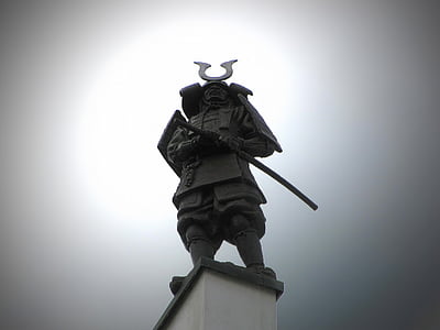 Statuia, sculptura, războinic, Brno, silueta, noros, lumina de fundal