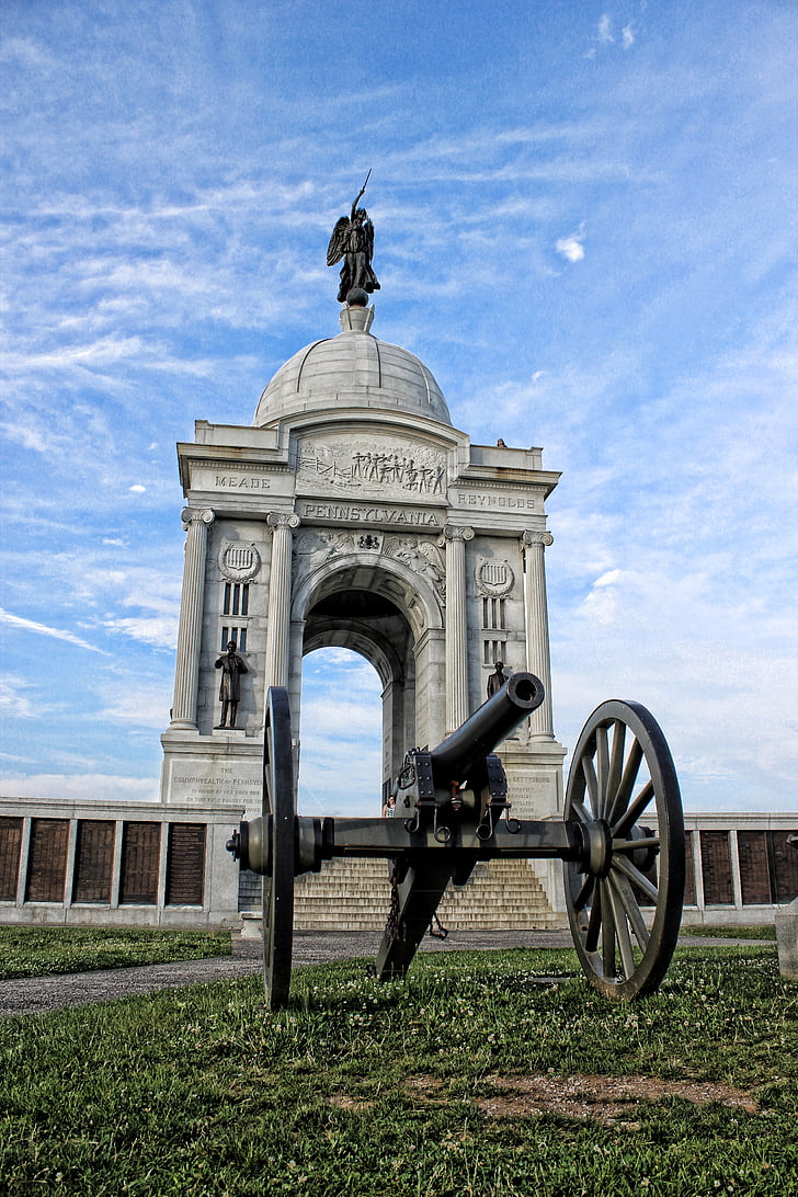 Gettysburg, Memorial, estatua de, guerra, historia, Monumento, Parque