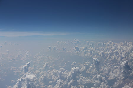 Wolken, hoch oben, Flugzeug, Himmel, Horizont, Raum, zukünftige