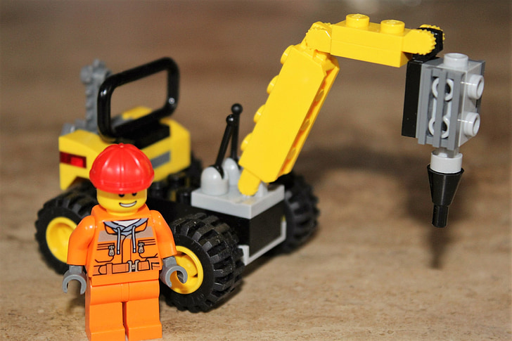 lego, toys, excavators, figure, building blocks, play, lego blocks