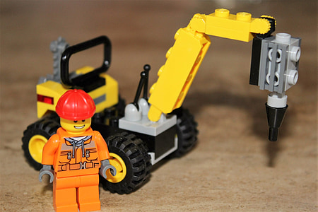 LEGO, legetøj, gravemaskiner, figur, byggesten, spille, legoklodser