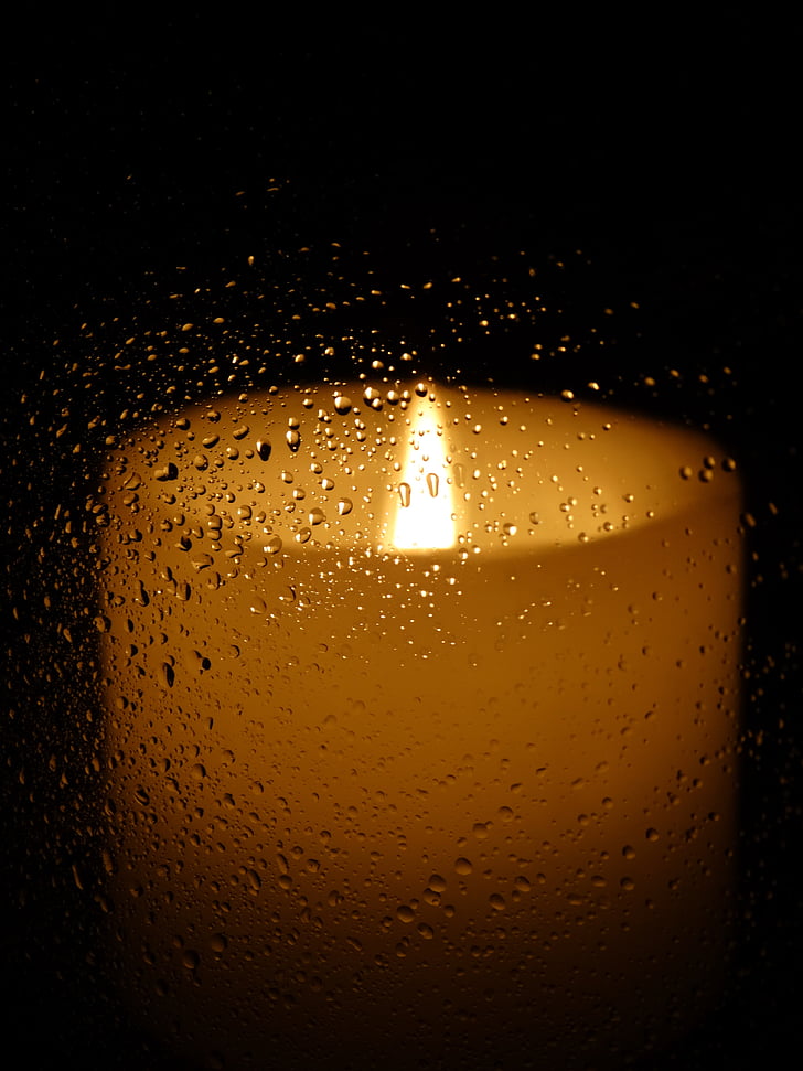 Kerze, Candle-Light, Lichtspiel, Tropfen Wasser, Tropfen, Hintergründe