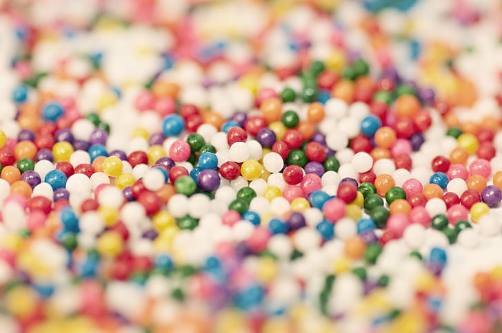 flerfarvede, perler, tyggegummi, bolde, farver, farver, slik