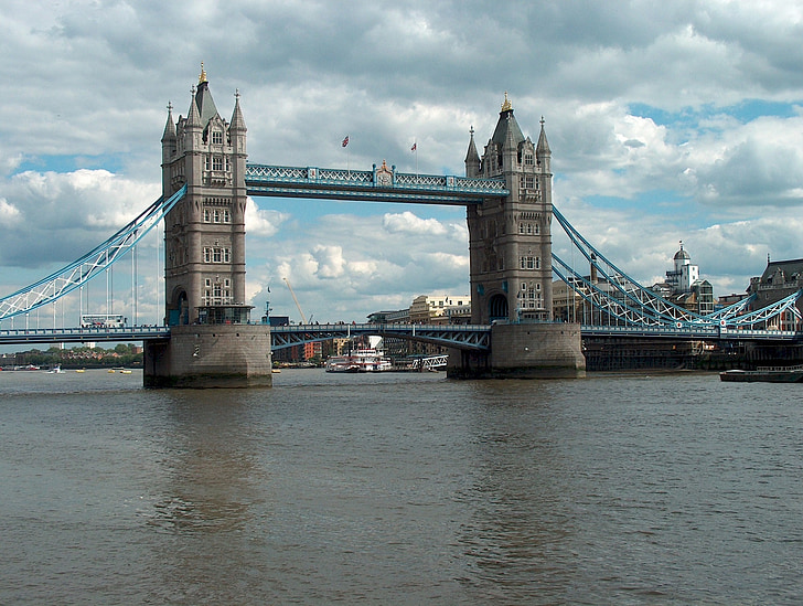 Tower bridge, Thames, floden, historiska, landmärke, arkitektur, London