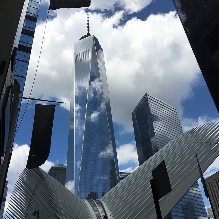 New york, bâtiment, World trade center, Manhattan, verre, Memorial, Nuage - ciel