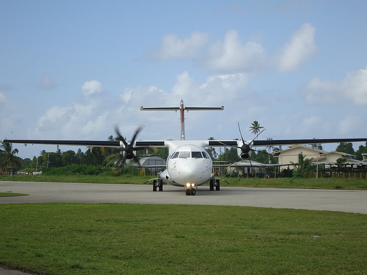 vliegtuig, Tuvalu, Funafuti, vlucht, landingsbaan