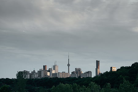 CN, toren, overdag, stad, wolkenkrabber-stad, het platform, ingebouwde structuur