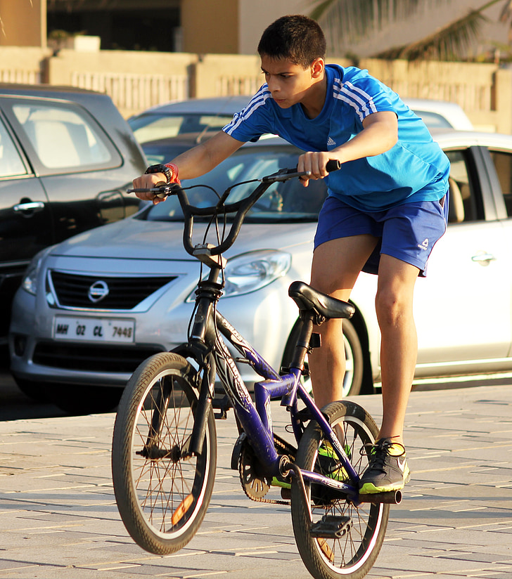 sykkel, Rider, barn, gutt, fritid, ri, aktivitet