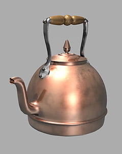 kettle, copper, kitchen, water, shiny, teapot, metal