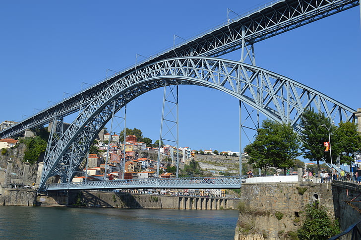 bridge, postage, portugal, river, transport, track, road