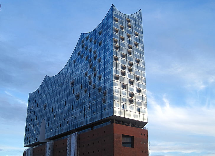 Elbe philharmonic hall, Hamburg, byggnad, arkitektur, Speicherstadt, moderna, Elbe