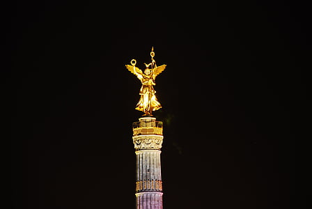 gold else, night, berlin, famous Place, architecture