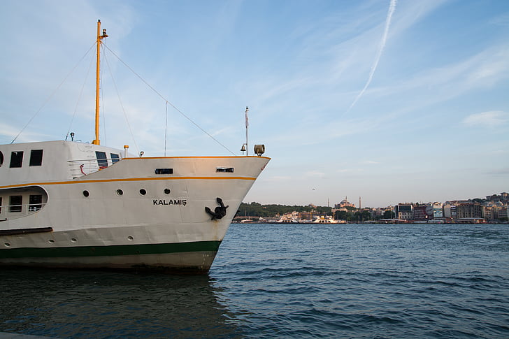 v, Karaköy, geschiedenis, Zie, stad, zonsondergang, nautische vaartuig
