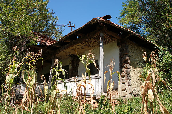 atsisakyta, pastatų, sugadintas, namas, senas, Rumunija, Orai