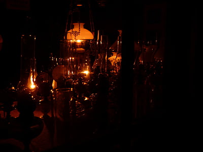 lâmpadas, escuridão, luz, escuro, à noite, petróleo, velas