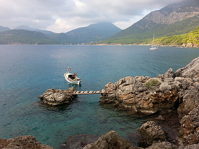 Marina, vaixell, rocoses, paisatge