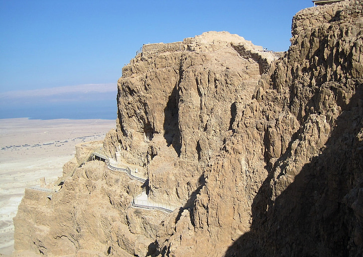 Masada, Israel, öken, arkeologi, judiska, fästning, naturen