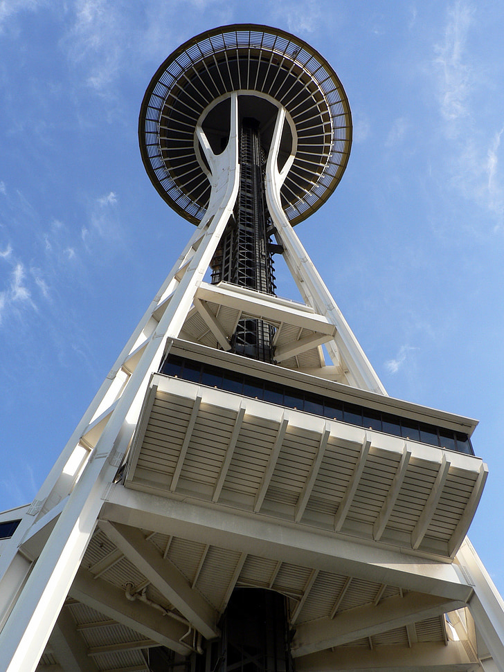 Seattle wieża, Wieża, budynek, niebo, Szczegóły