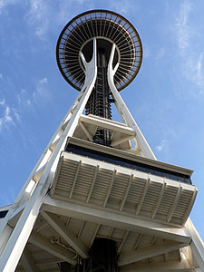 Seattle věž, věž, budova, obloha, detaily