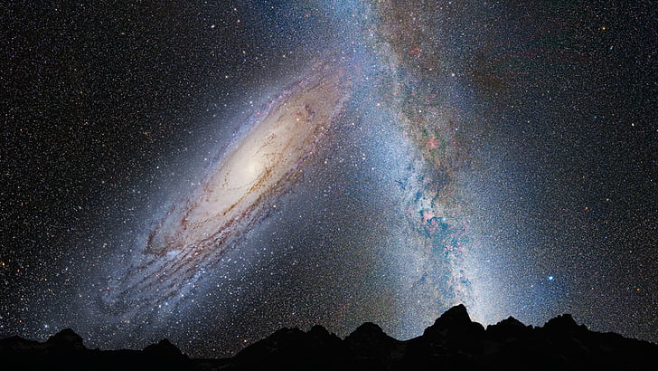 Droga Mleczna, Andromeda, gwiazdy, Galaktyka, kosmos, miejsca, gwiaździste