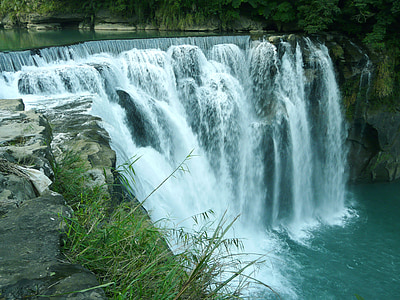 greenery, waterfall, shifen waterfall, pingxi, taiwan, landscape, wilderness