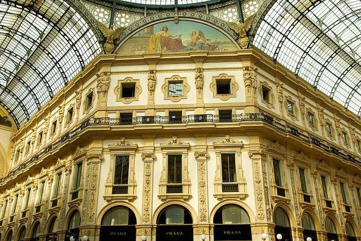 Włochy, Mediolan, Galeria, baldachim, Architektura, zbudowana konstrukcja, okno