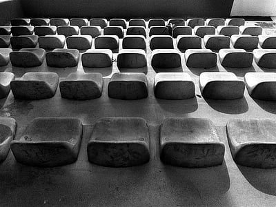 stol, sittplatser, svart och vitt