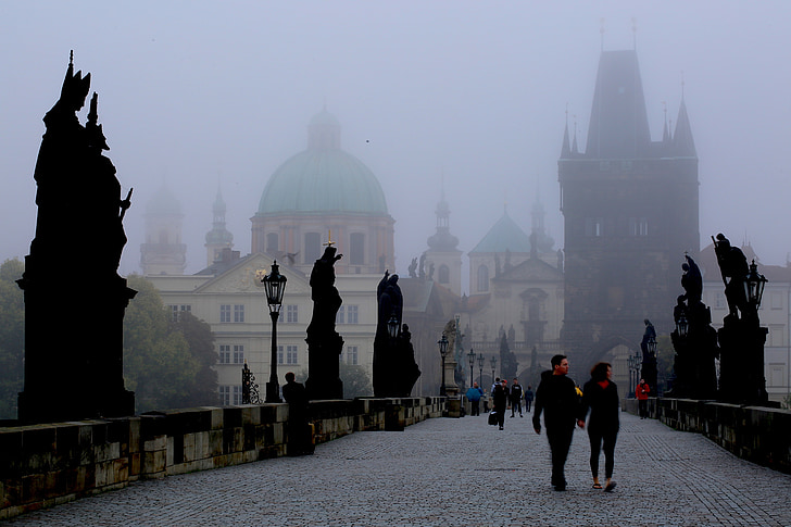 prague in the morning, czech, central europe