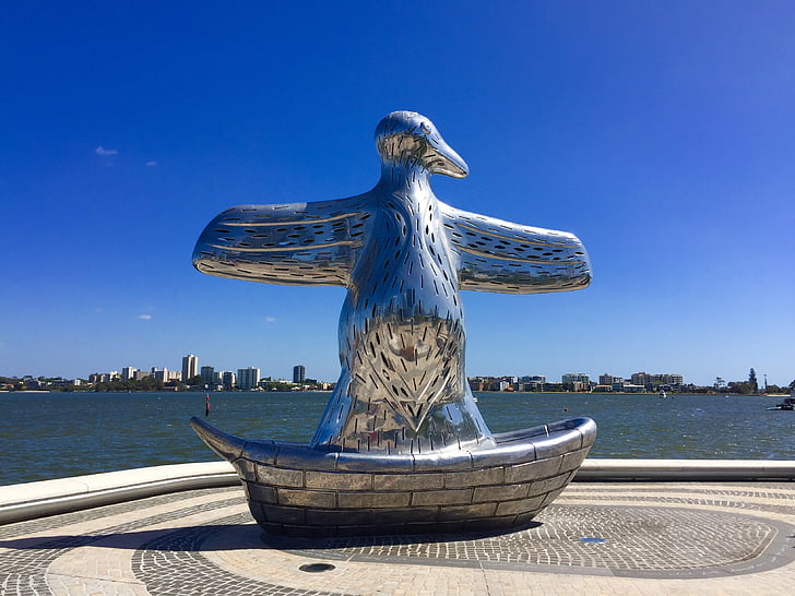 Moll Elizabeth, Perth, Austràlia, riu, embarcador, cel blau, blau