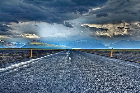 carretera, l'autopista, asfalt, viatge, viatge, cel, paisatge