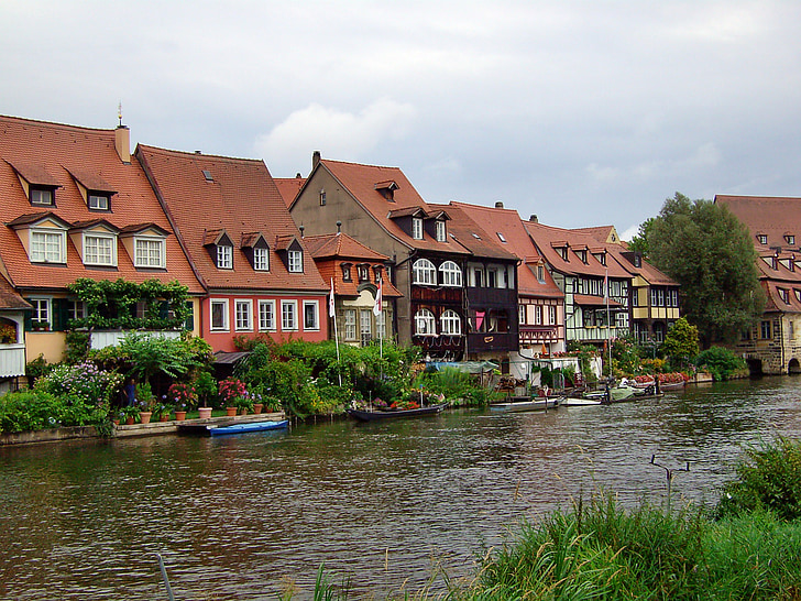 byen ved elven, vann, lite Venezia, Bamberg