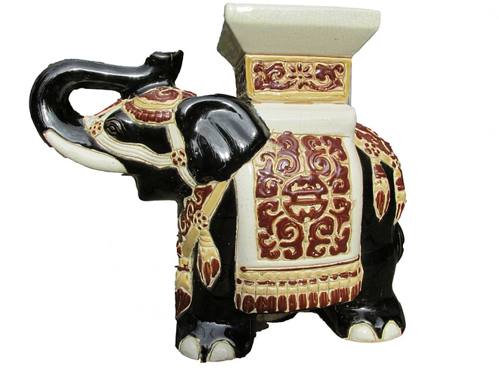 Indie, zvíře, slon, porcelán, izolovaný, bílá, pozadí