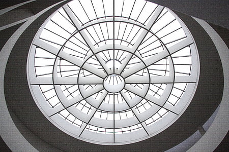 Kunstgalerie, licht koepel, het platform, entreehal, Fotogalerij van moderne, München, gewelfd dak