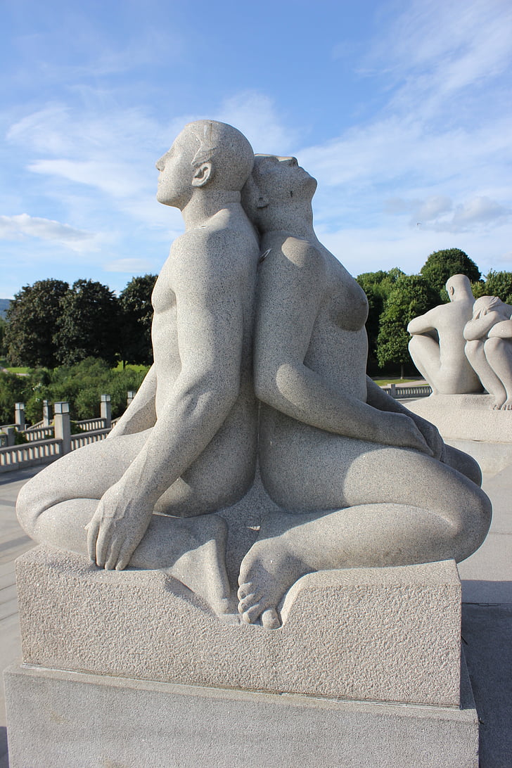 skulptur, statuen, Oslo, stein tall, tall, figur, mann