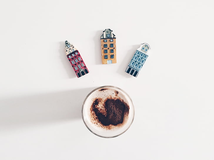 cappuccino, pohár, káva, latte, šálka kávy, biele pozadie, káva - nápoj